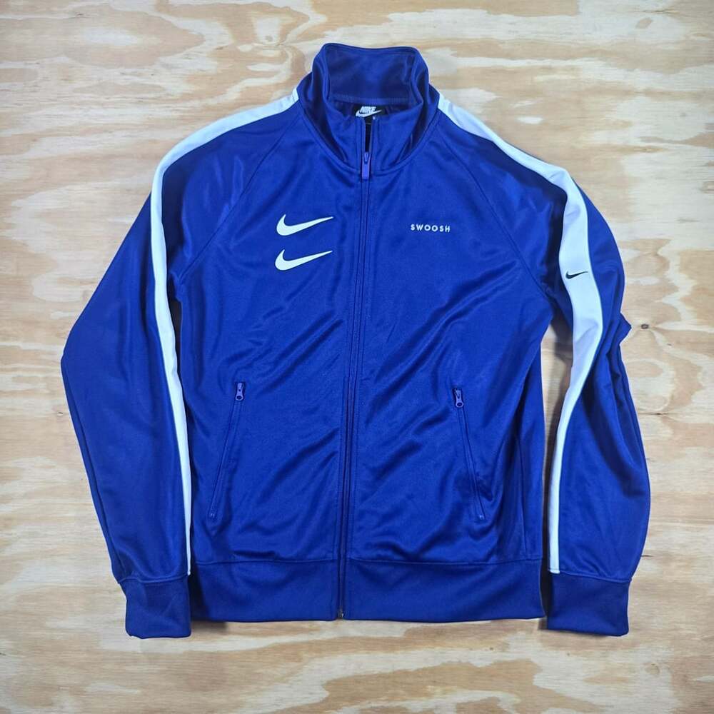 Nike Blue Full Zip Track Jacket Swoosh Soccer Training Mens Small